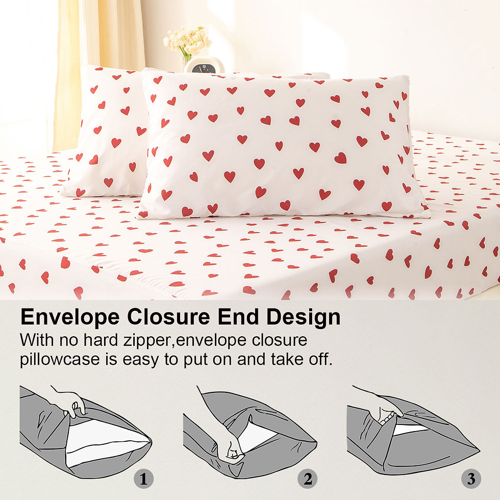 Thumbnail: 3pcs/set Small Red Heart Printed Duvet Cover Set(1 Duvet Cover & 2 Pillowcase）