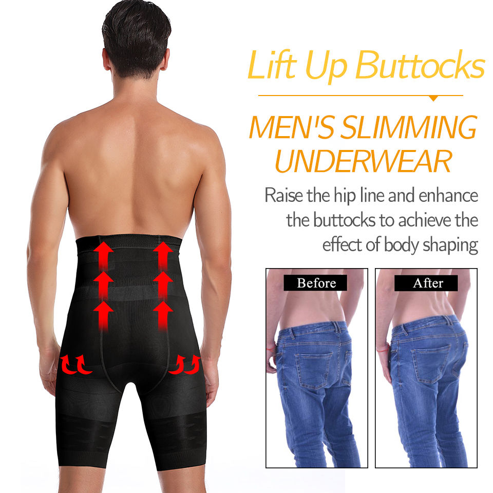 Thumbnail: Men Body Shaper Tummy Control Shorts Shapewear Belly Girdle Boxer Briefs High Wa