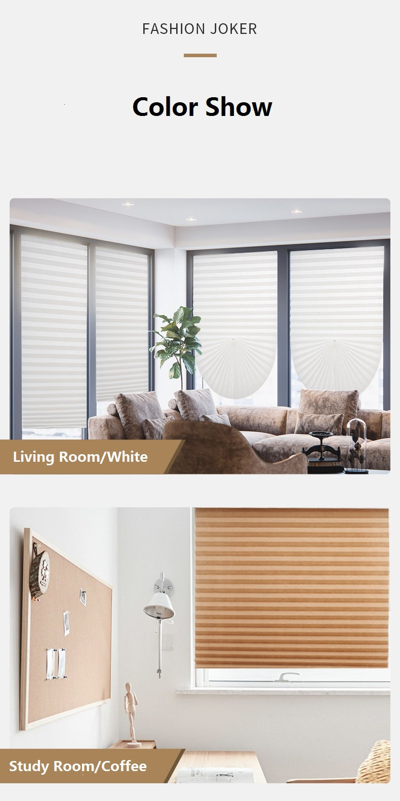 Thumbnail: Blind for Window Self Adhesive Pleated Blinds Cordless No Drill Fabric Blinds Ro
