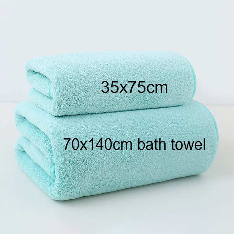 Thumbnail: Coral Fleece Thickened Towel and Bath Towel Set, Solid Color, Soft and Absorbent