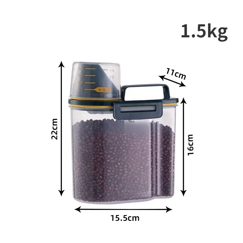 Thumbnail: 1.5kg/2kg Dog Cat Food Pail Plastic Storage Tank with Measuring Cup Container Mo