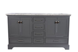 60" Gray Square Double Sink Vanity