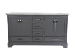 60" Gray Square Double Sink Vanity