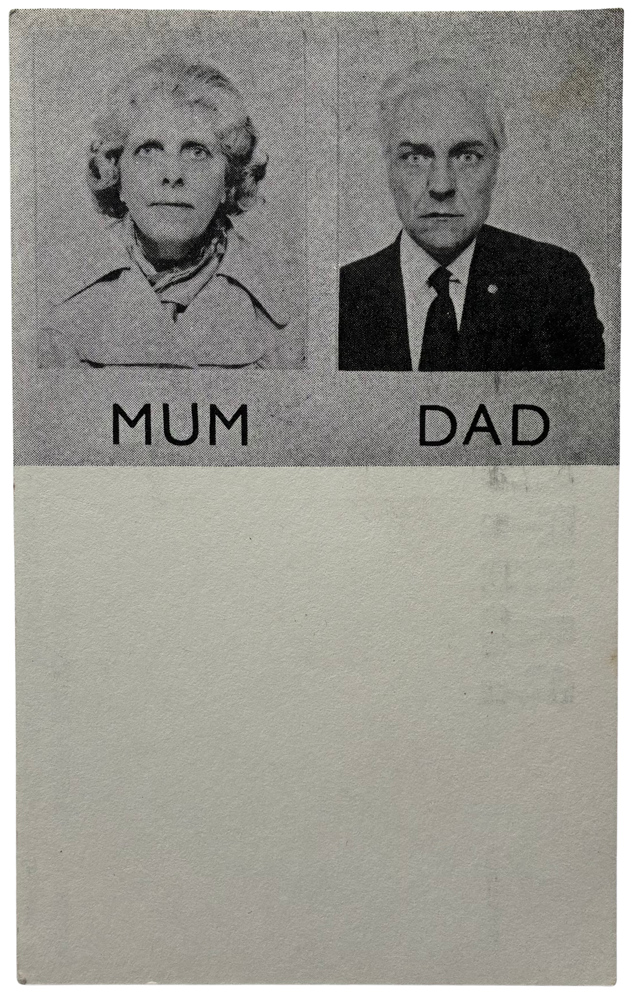 COUM Transmissions: MUM & DAD Postcard