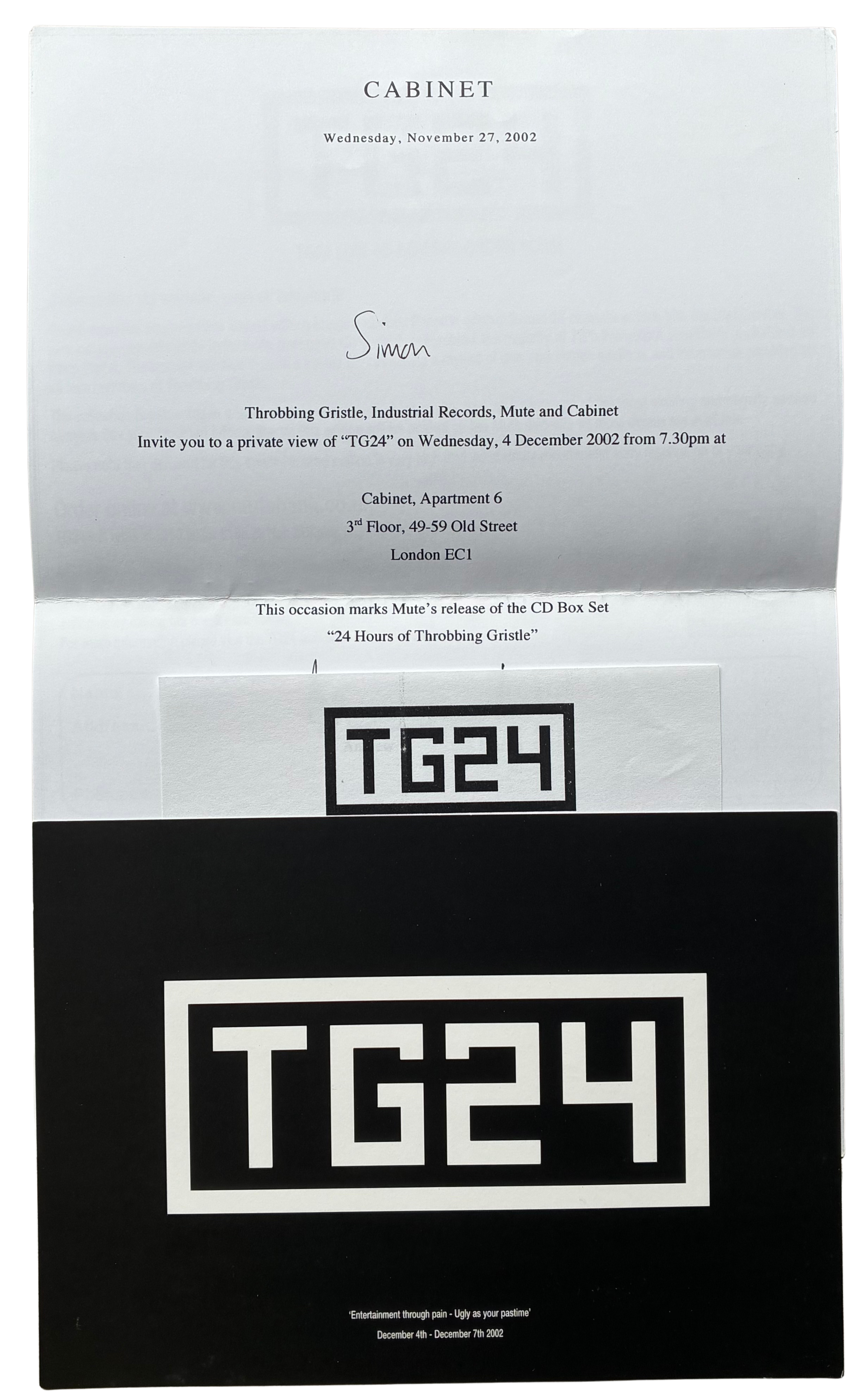 [Throbbing Gristle]: TG24 PROMOTIONAL MATERIAL