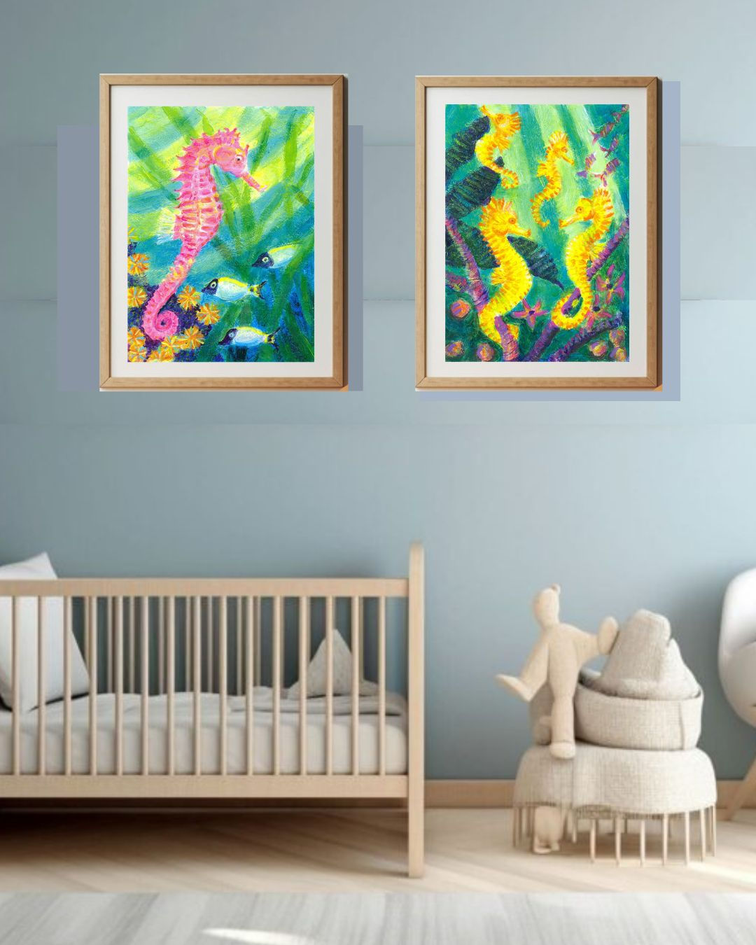 Kamryn's Seahorses - original acrylic painting