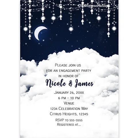 Dreamy Clouds Celestial Sky Elegant Enchanted Party Invitations