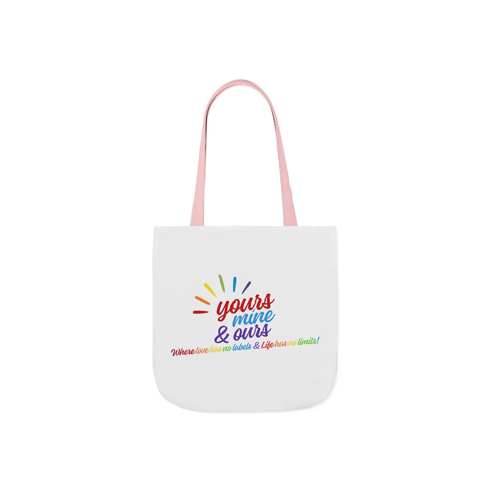 Thumbnail: Colorful Love Quote Canvas Tote Bag - Yours, Mine & Ours
