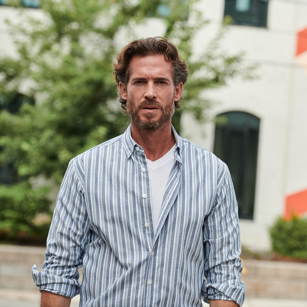 Miniature : Men's longsleeve buttondown in blue with stripes