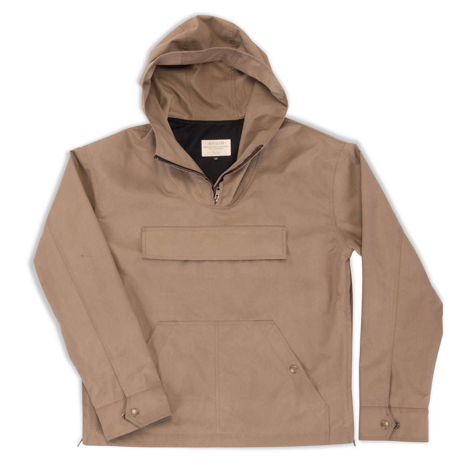 Waxed Cotton Anorak jacket in Khaki with hood