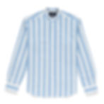 Men's longsleeve blue band collar shirt with white stripe
