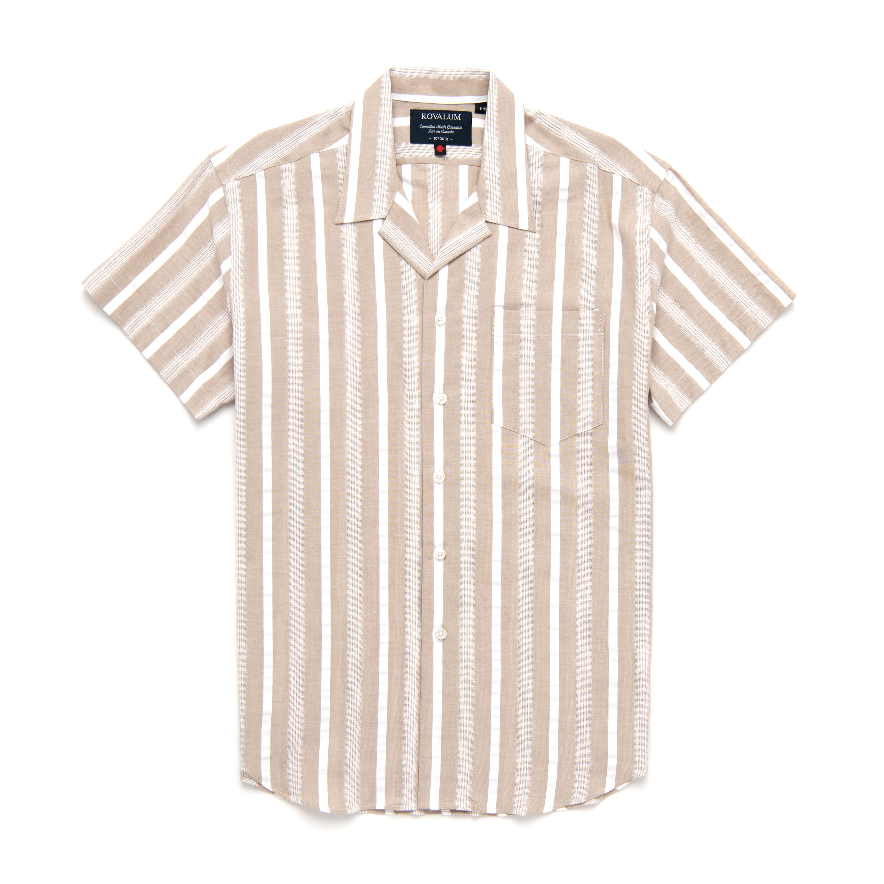 Camp Shirt. Light brown with white stripes.