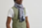Men's cotton check scarf in blue and brown