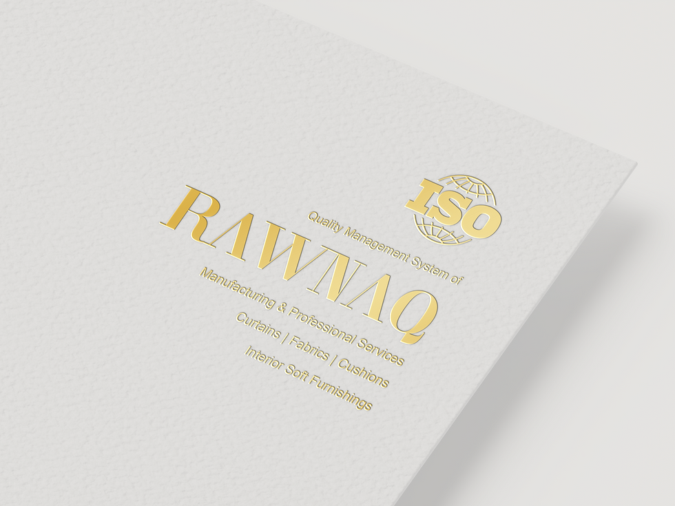 ISO logo mark on letterjead mockup for RAWNAQ curtains