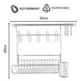 Escorredor Cromado C/ Barra + 3 Ganchos Branco - Niquelart