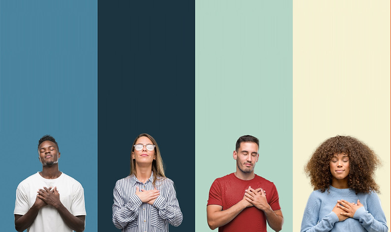 Group of people over vintage colors back