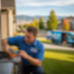 Licensed HVAC technician installing a residential air conditioner — request an instant HVAC estimate online