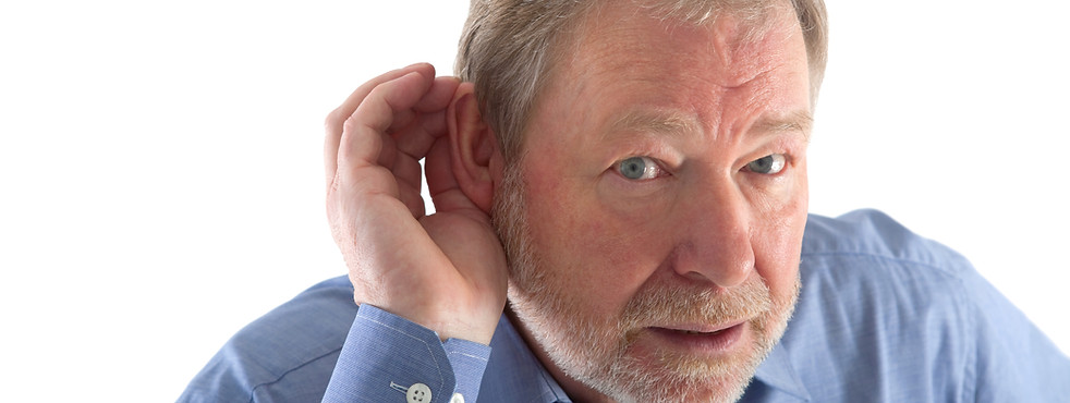 Man having difficulty hearing