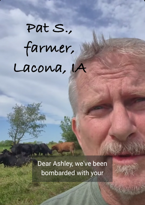 Lacona, Iowa farmer talks to the camera