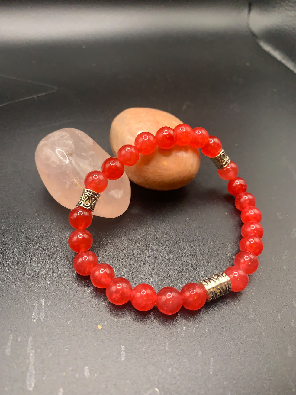 Thumbnail: Handmade Cherry Jade Gemstone Bracelet