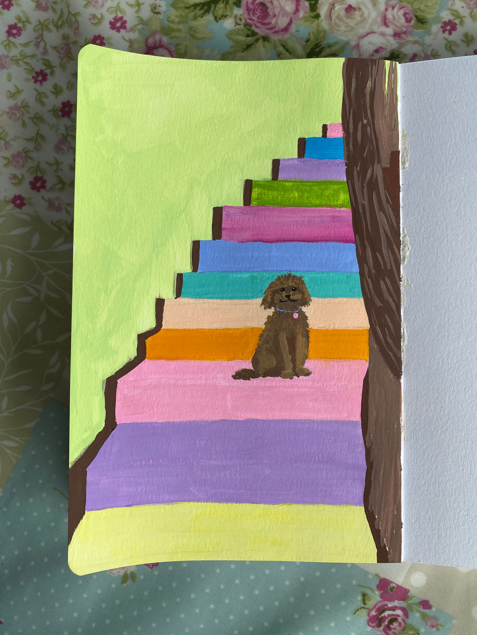Leia on the stairs in guache