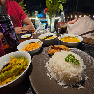 Curry dinner in cool spot