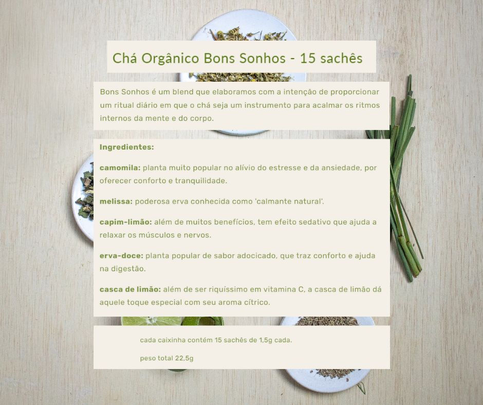 Chá Orgânico Bons Sonhos 15 sachês - Iamani