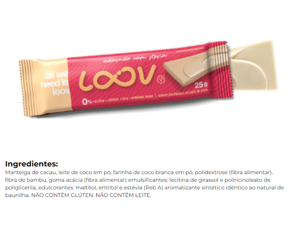 Miniatura: Box 12unid Tablete Chocolate Loov Branco 25g - Chocolife