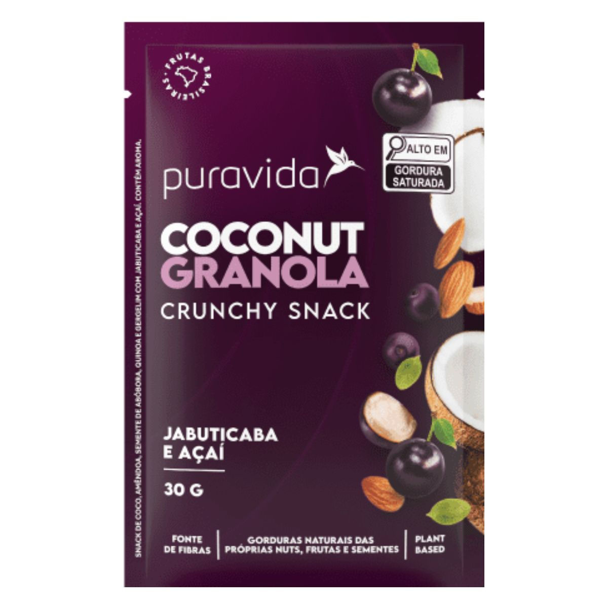 Coconut Granola sabor Jabuticaba e Açaí 30g - Puravida
