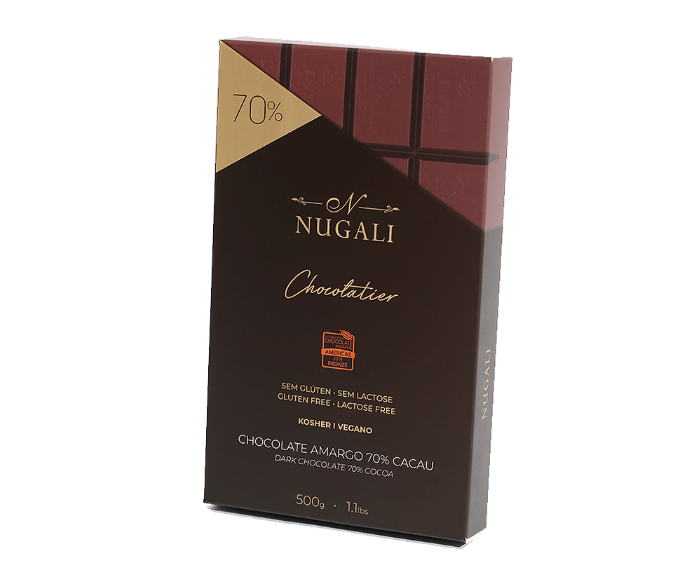 Barra de Chocolate Vegano 70% Cacau 500g - Nugali