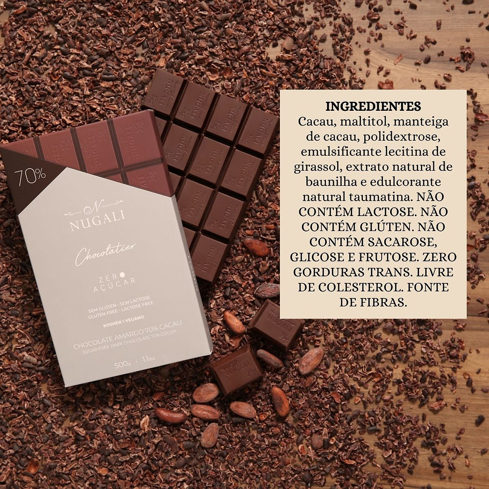 Miniatura: Barra de Chocolate 70% Cacau Diet 500g - Nugali