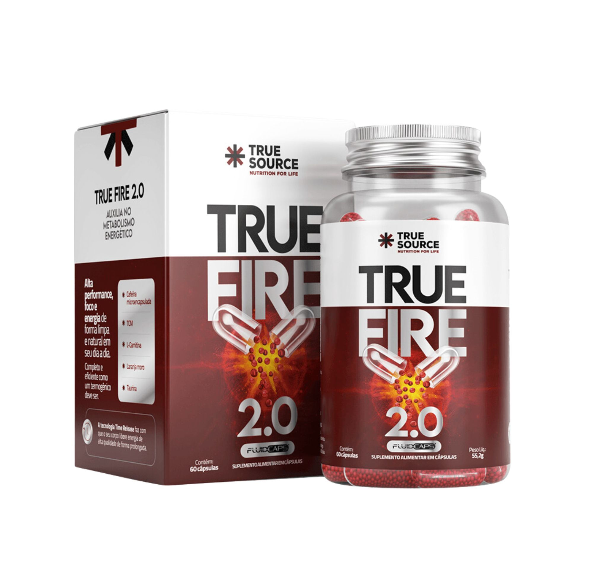 True Fire 2.0 L Carnitina Vitamina B3 Taurina Cafeína 60caps