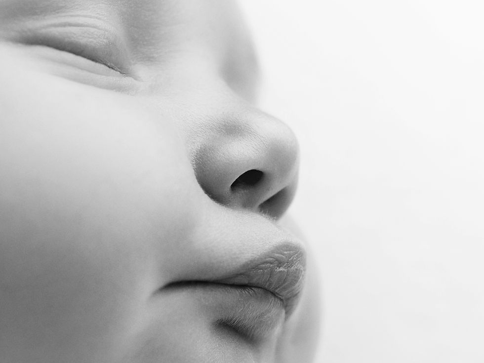 Close-up of a sleeping baby in newborn and family photography