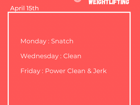 WOD’s 15-21st April 