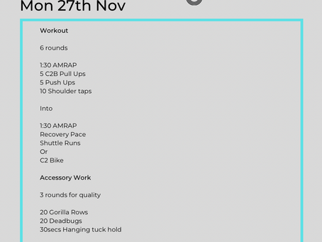 WOD’s 27th Nov 3rd Dec 