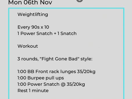 WODs: 06th NOV - 12th NOV