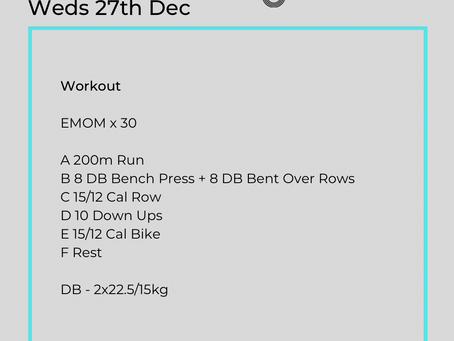WOD’s 25-31st Dec 