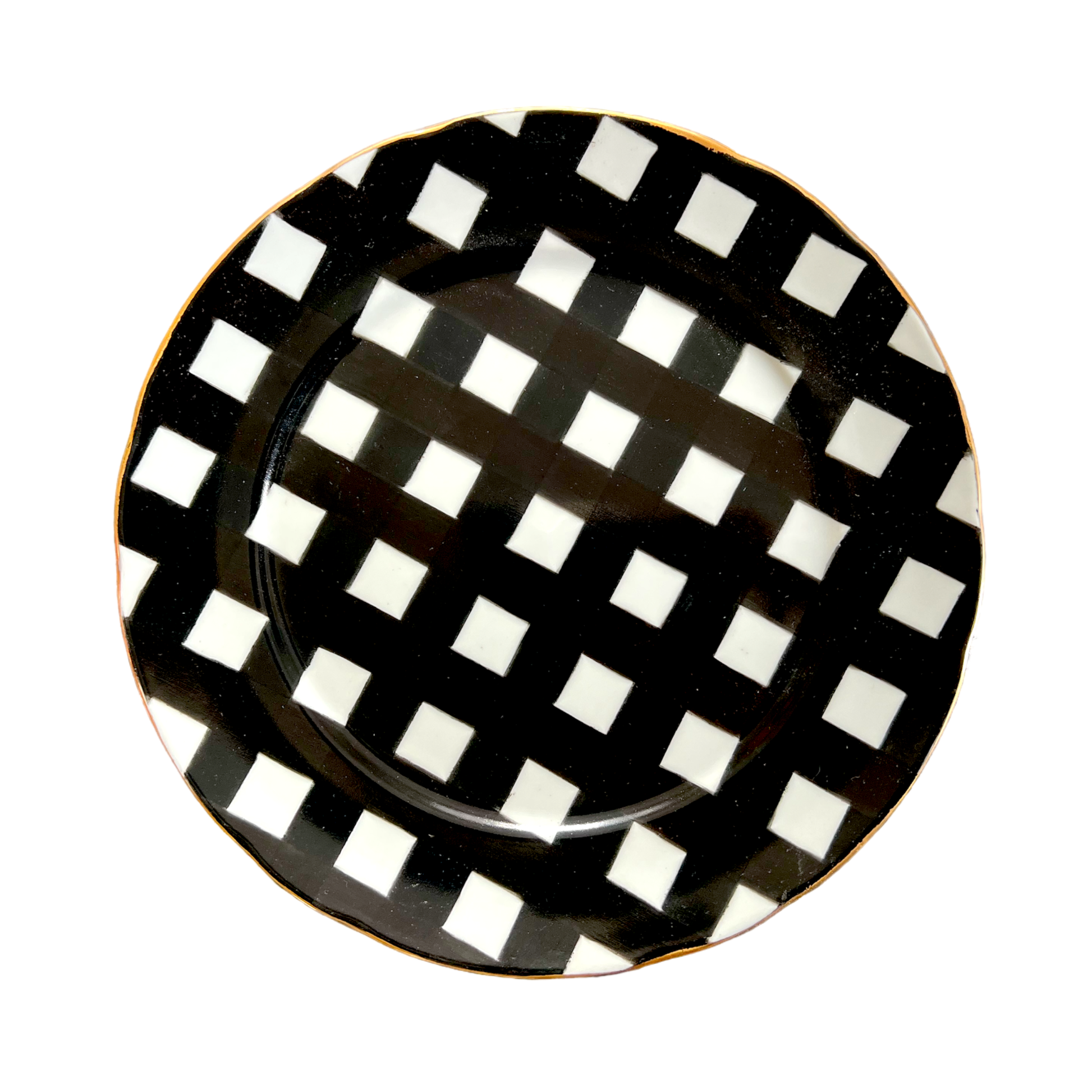 Prato preto e branco, quadriculado, pintado