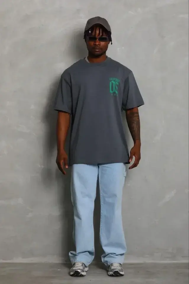 Küçük resim: Erkek Baskılı T-Shirt Kısa Kol Bisiklet Yaka Regular Fit Rahat Kalıp Günlük Tişö