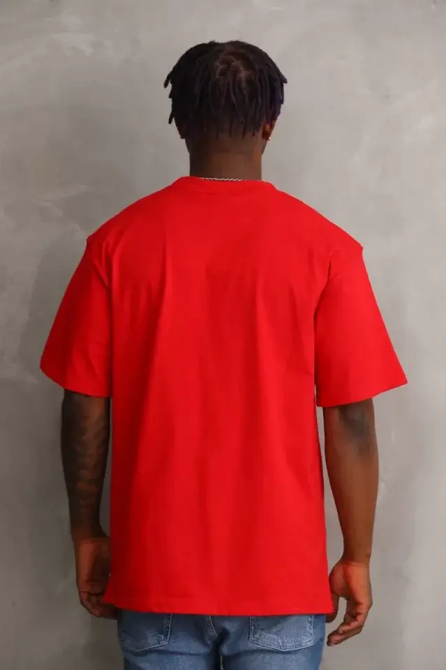 Küçük resim: Unisex Baskılı Oversize T-Shirt - Kırmızı