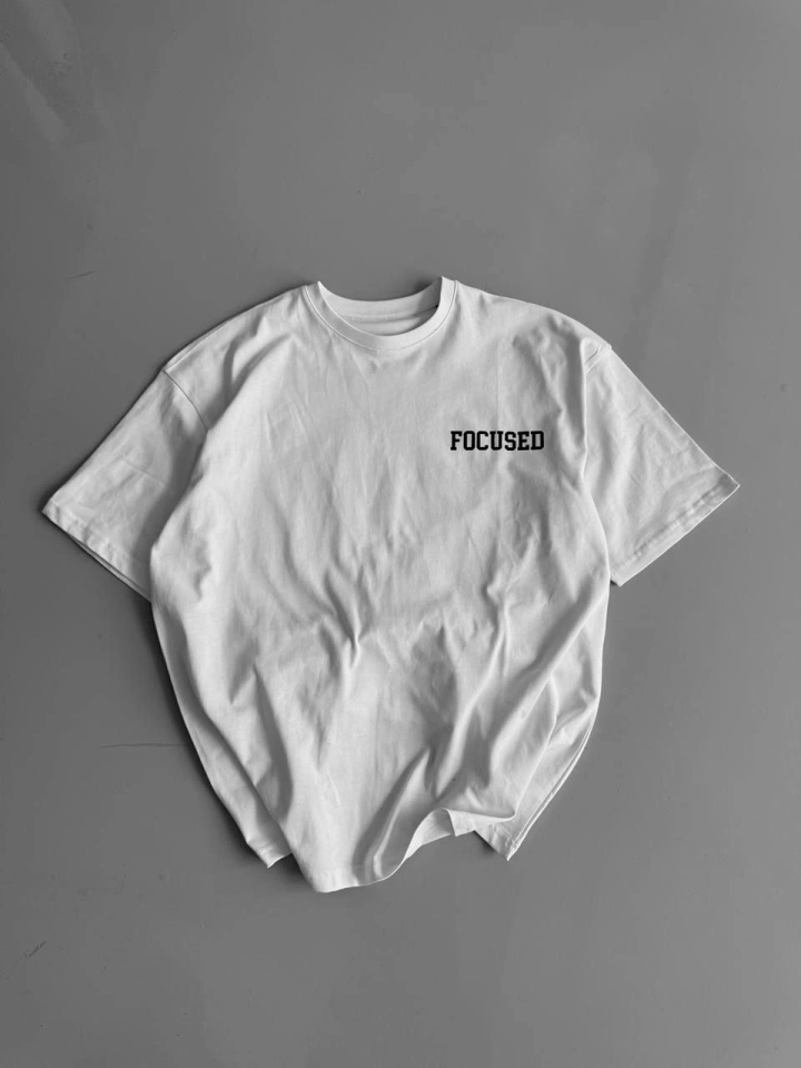 Küçük resim: Baskılı Oversize Bisiklet Yaka T-shirt - Beyaz