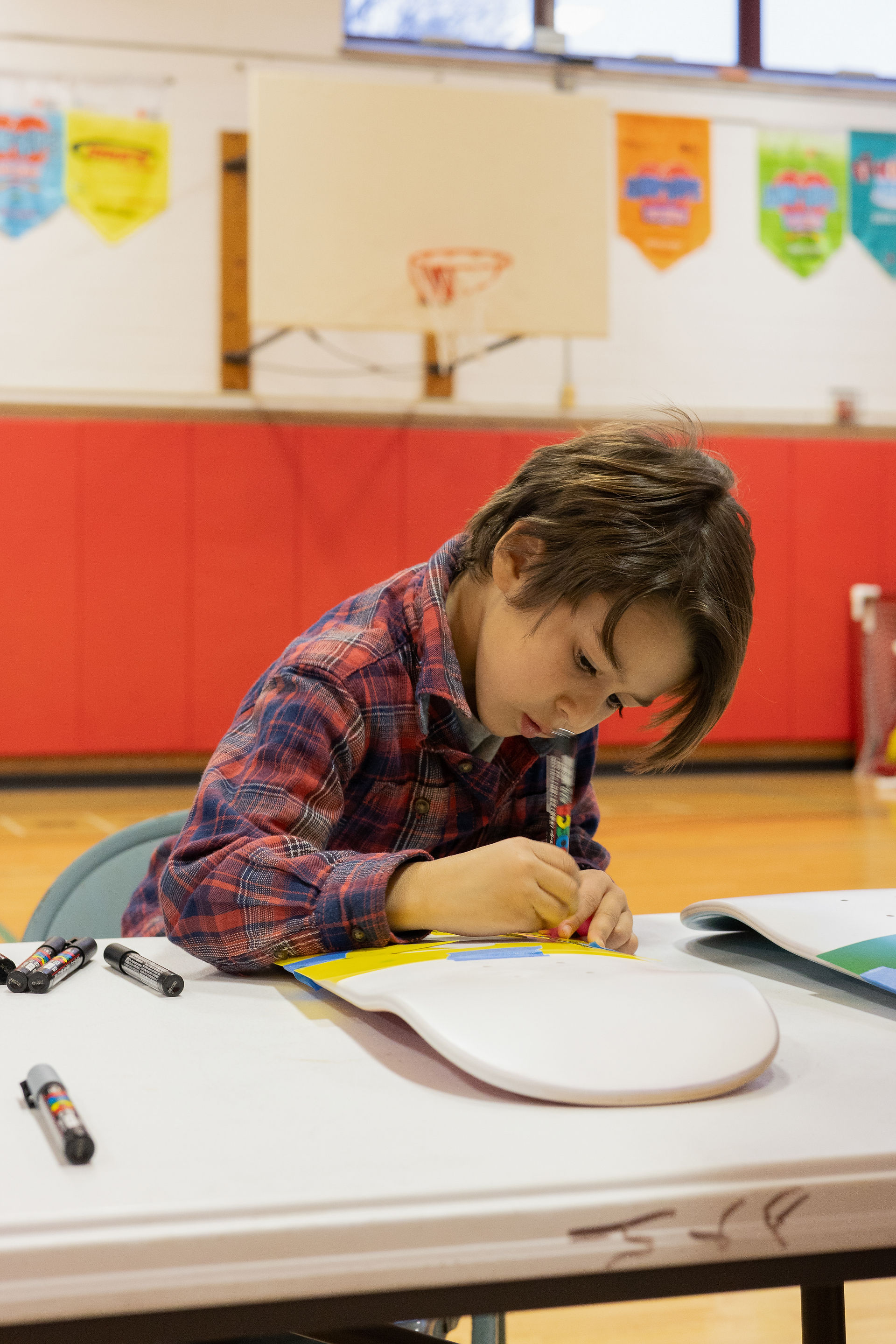 connect skateboarding program at J.V.F Elementary School.  Custom skateboard decks. Kids creating their own skateboards.