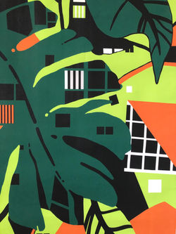 Tropical plants placement wallpaper design