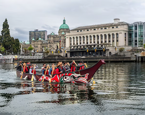 Tourists can take a tour with Songhees Tours to paddle a replica Lək̓ʷəŋən canoe to explore the traditional lands and waters of the Indigenous Lekwungen people.

Photograph Courtesy Matt Shannon