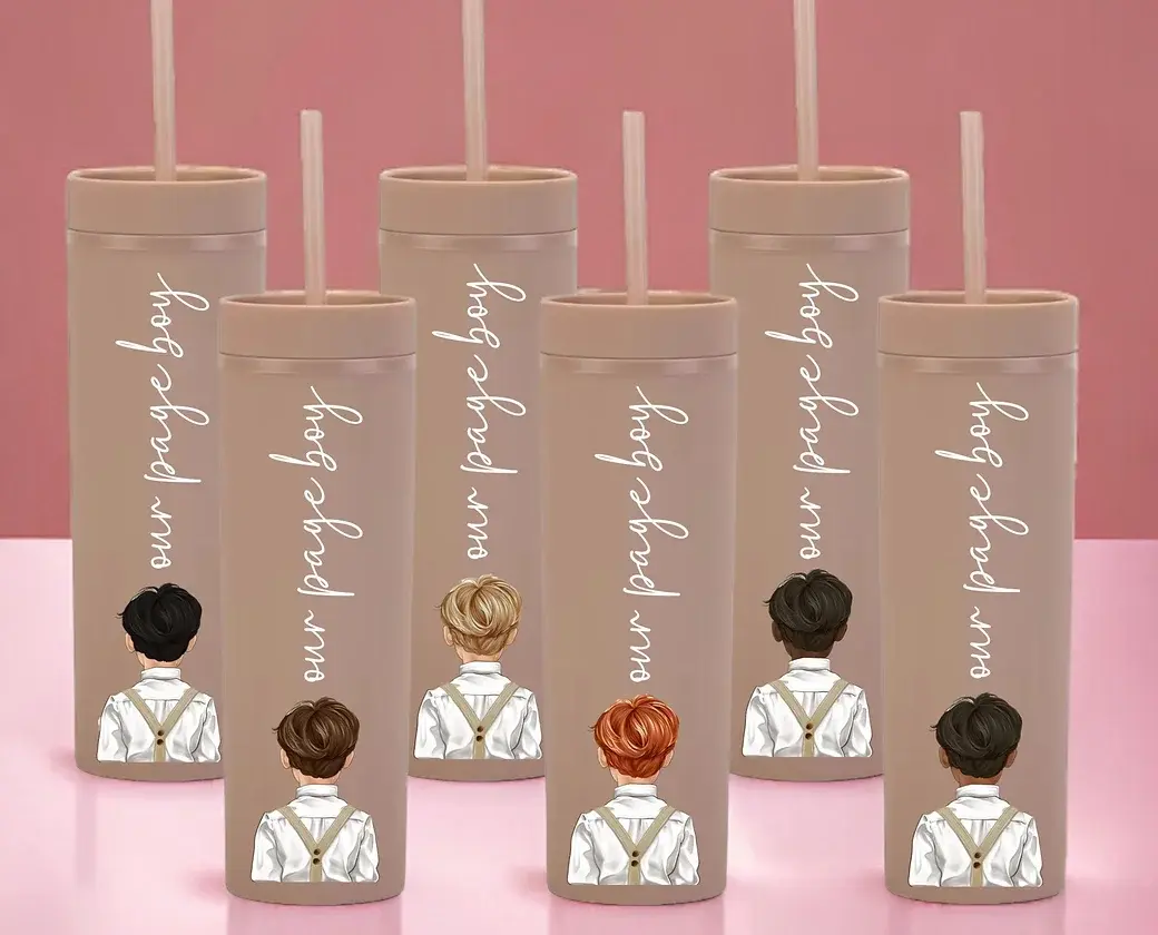 Personalised Page Boy Champagne Skinny Tumbler