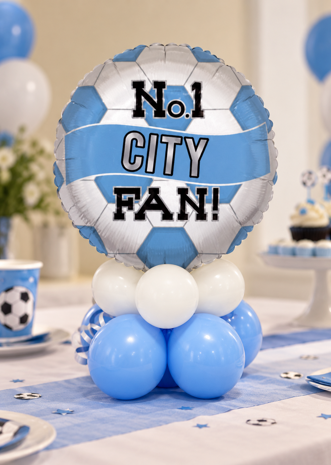 No1 City Fan Blue And White Table Balloon