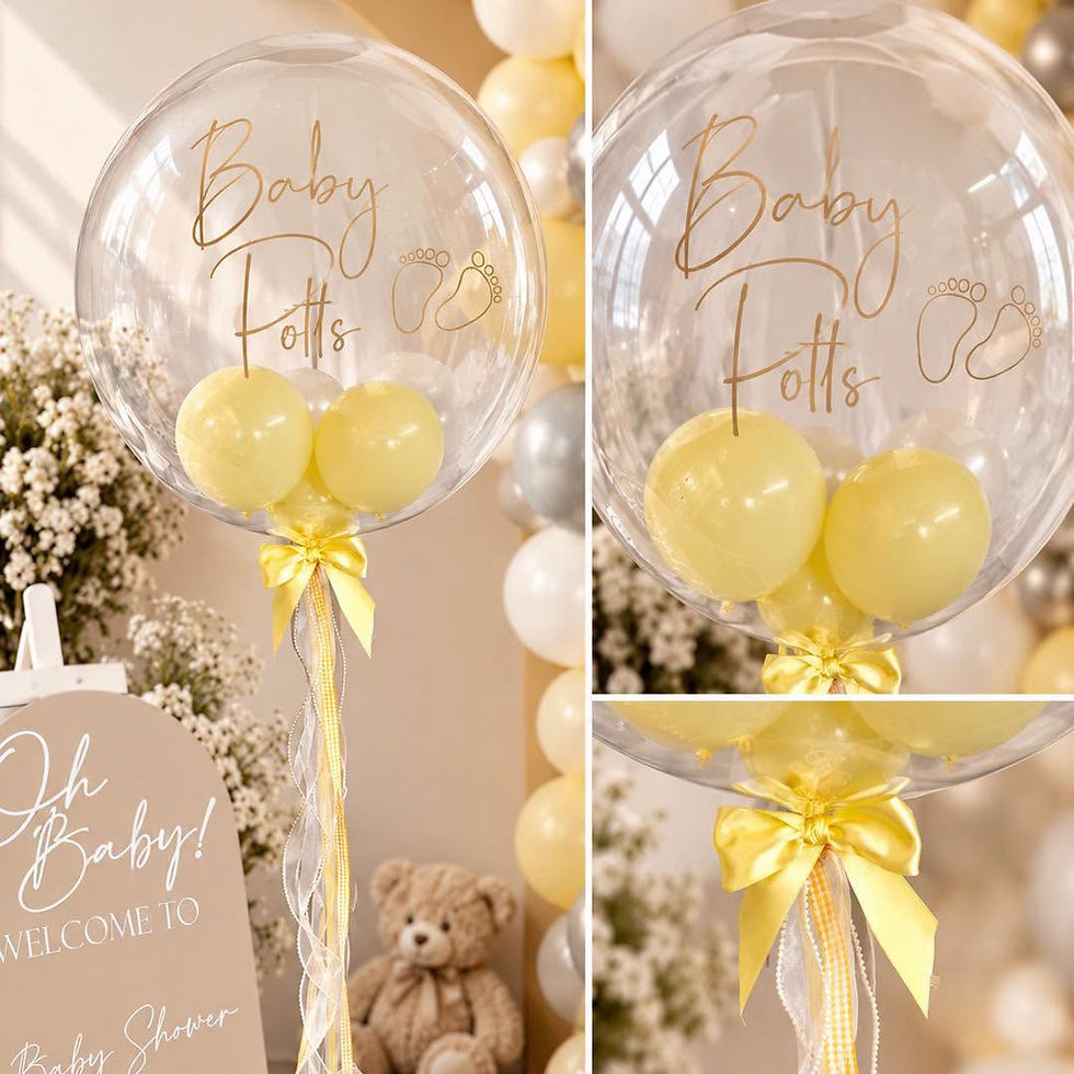 Personalised Baby Shower Bubble Balloon - Lemon and pale yellow colour theme