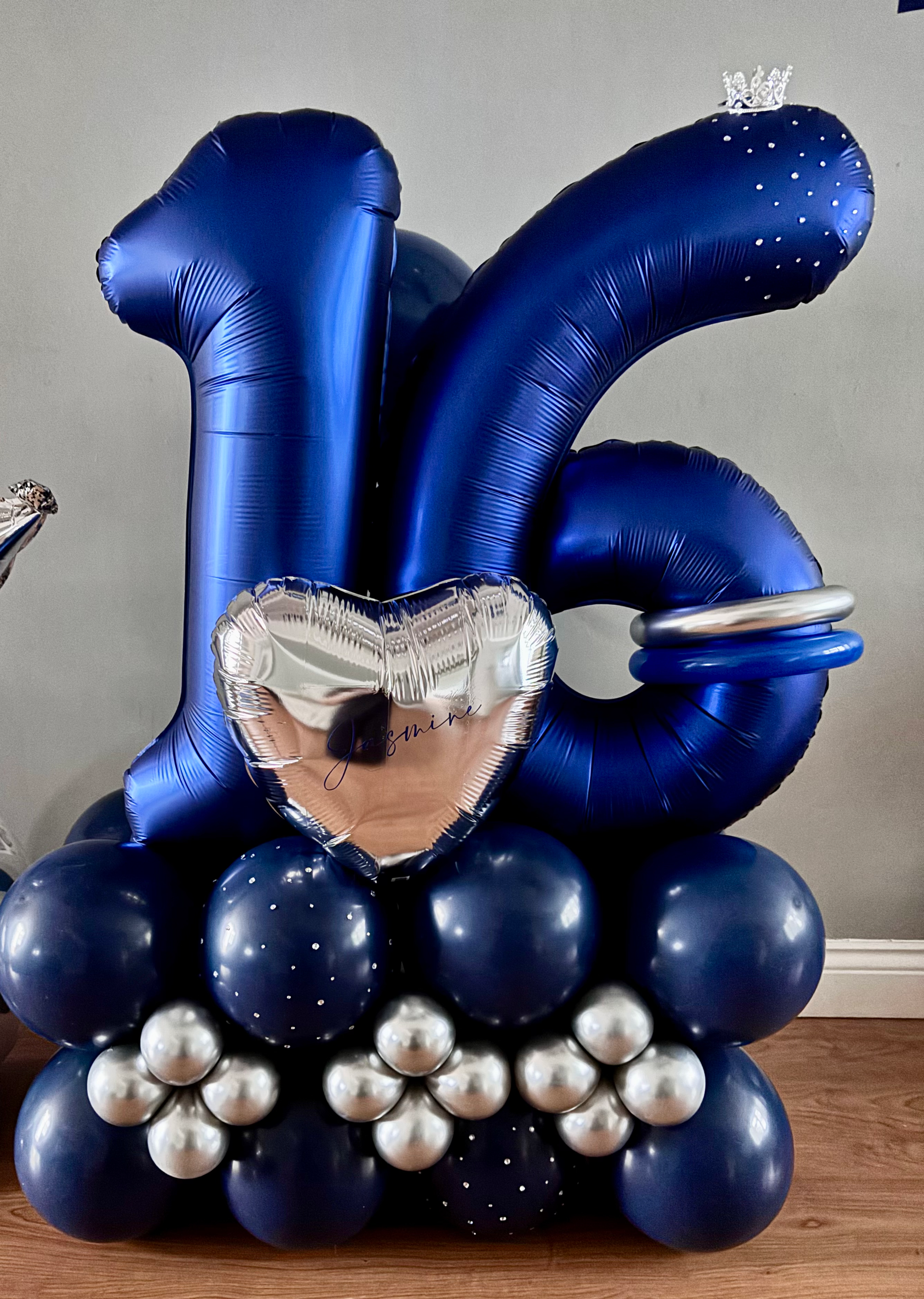 Any Age, Navy & Silver Elegance Birthday Arrangement
