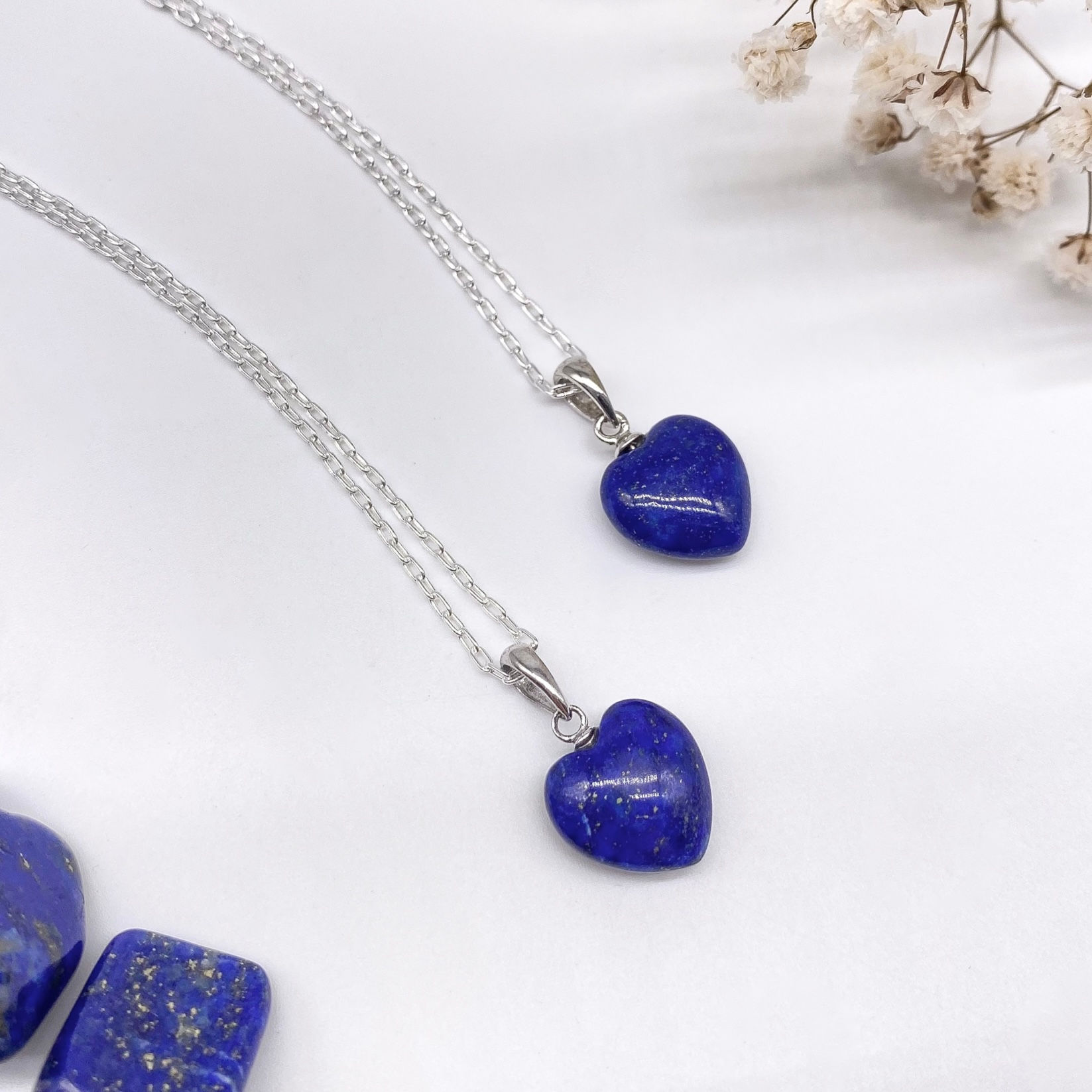 Sterling Silver Lapis Lazuli Heart Necklace - September Birthstone