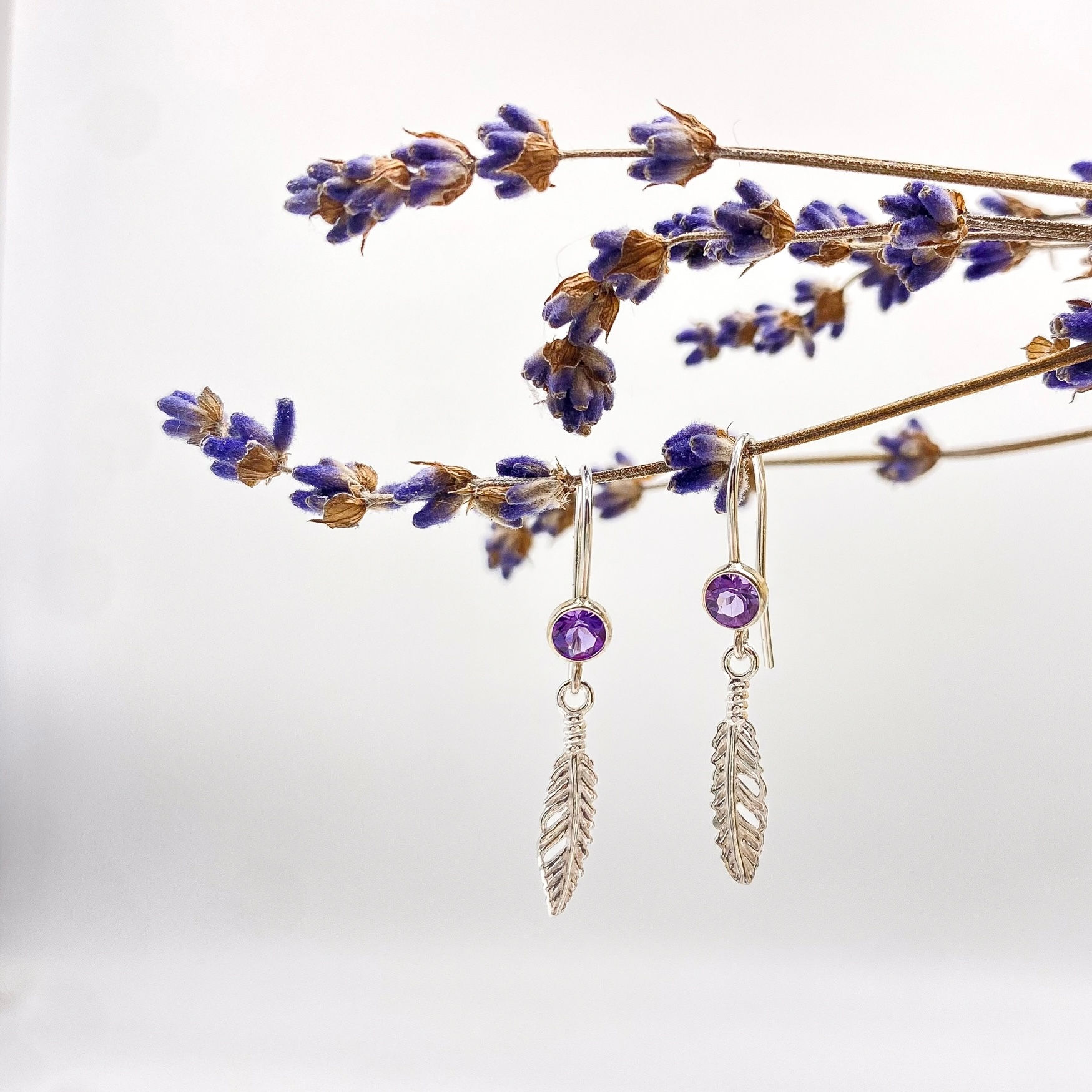 Sterling Silver Amethyst Earrings - February Birthstone